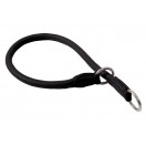 Ace Comfy Soft Best Rolled Italian Leather Slip/Check Dog Collar :: BLACK ::